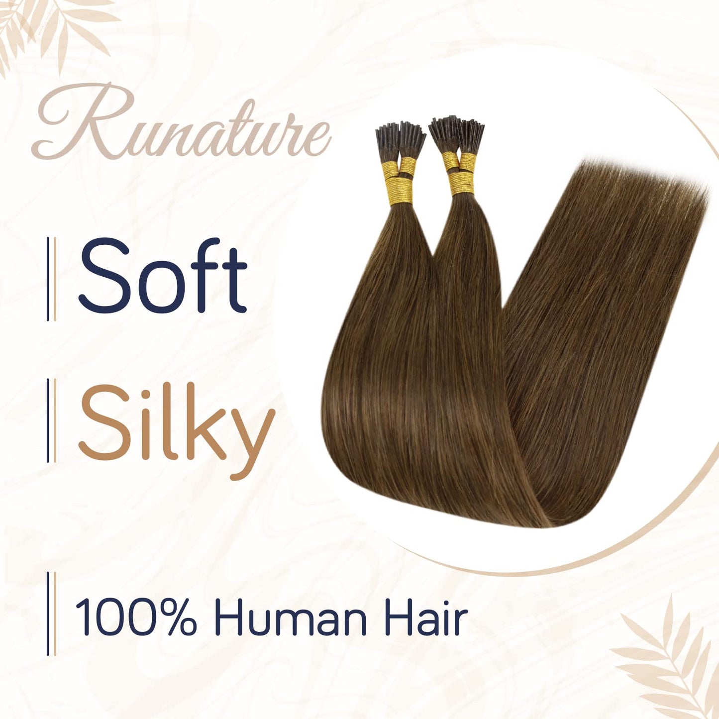 RUNATURE Remy I Tip Hair Extensions Human Hair Brown I Tip Hair Extensions Full Ends Short Itips Human Hair Extensions Pre Bonded K Tip Hair Extensions Real Human Hair Straight 14 Inch 50g 50s