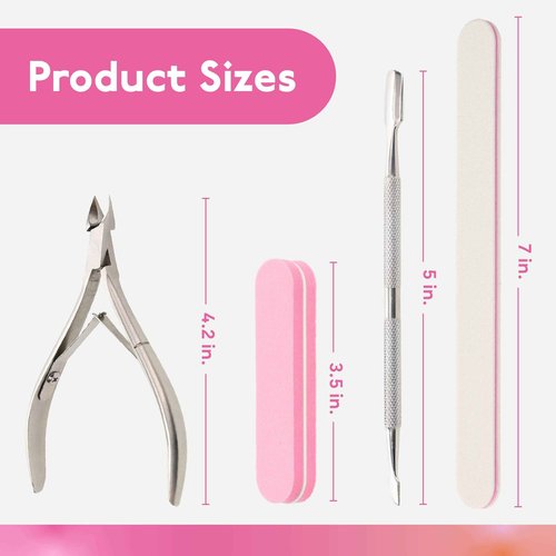 SUNUV UV LED Nail Lamp with 4PCS Cuticle Nippers, Cuticle Pusher with Nail File and Buffer Set, Professional Stainless Steel Durable Pedicure Manicure Nail Care Tools