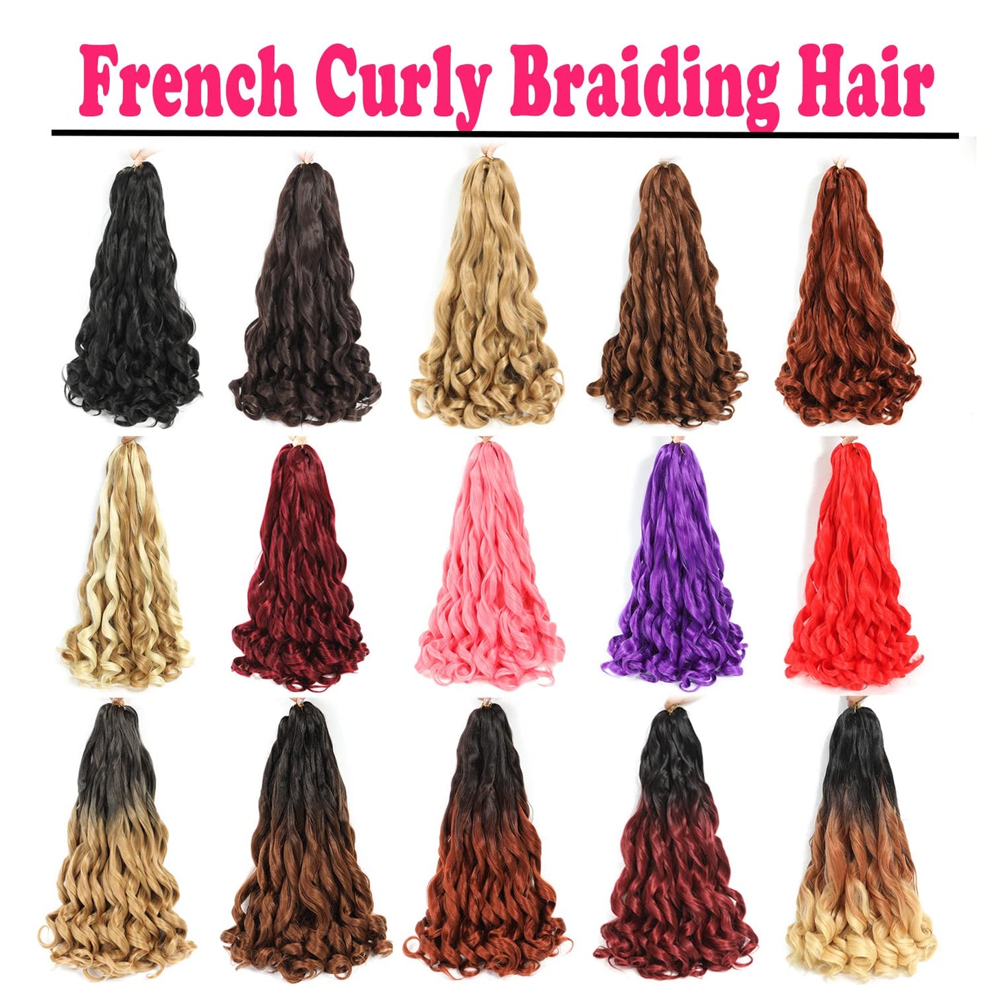 French Curly Braiding Hair 24 Inch 8 Packs - Pre Stretched Bouncy Braiding Hair- Loose Wavy Braiding Hair Synthetic Hair Extensions For Black Women(24 inch 8 packs, OT/27)