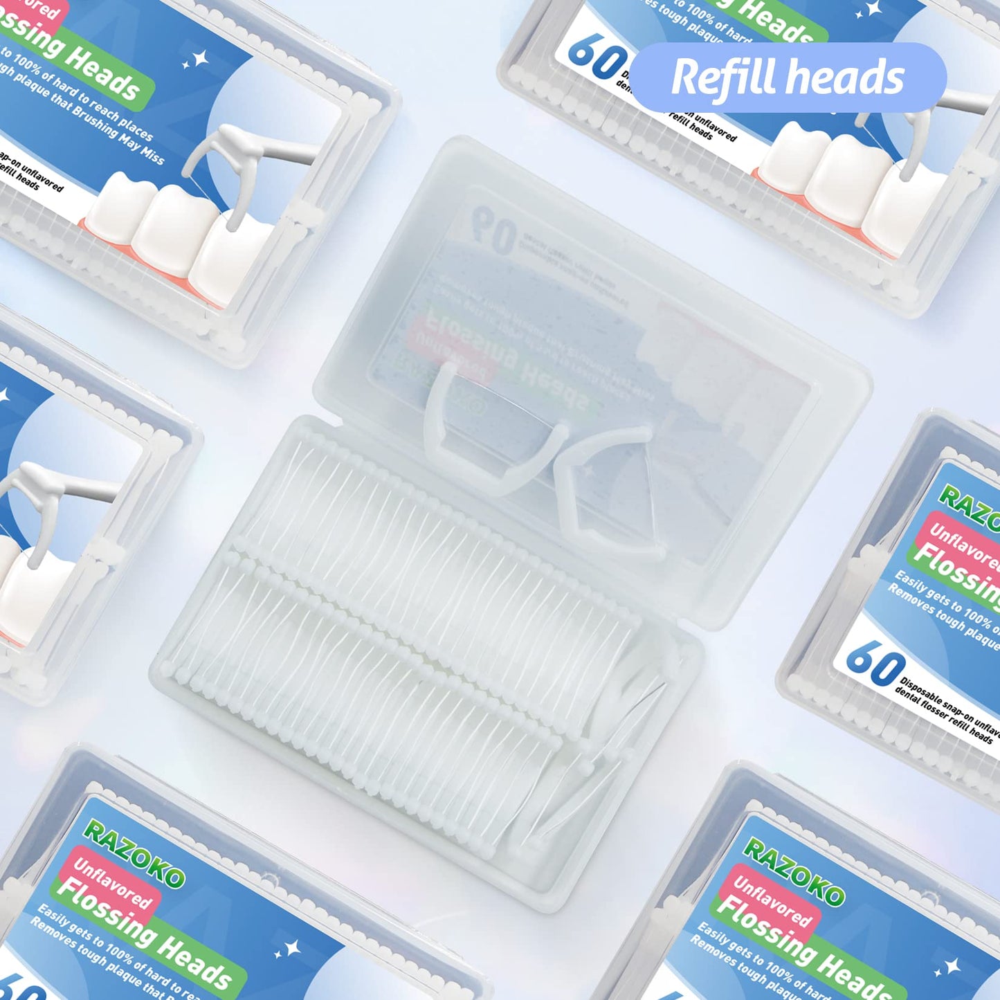 Dental Floss Picks, Clean Dental Flossers Kit with 3 Handles and 360 Extra Strength Refills