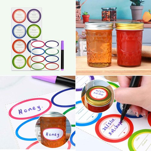 Datttcc 8 oz Mason Jars, Canning Jars,Jam Jars forJelly,Honey, Wedding Favors, Food Storage,Kitchen & DIY Gifts, with Lables,Sponge Brush,Pen,Set of 16