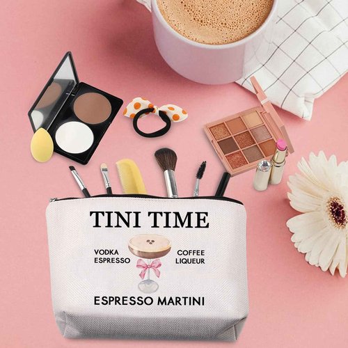 TSOTMO Espresso Martini Makeup Bag Tini Time Gift Cocktail Alcohol Martini Lovers Zipper Pouch (TINI TIME)