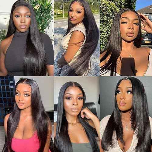 Younsolo Straight Bundles Human Hair 3 Bundles 20 22 24 Inches Straight Hair Bundles 12A Brazilian Virgin Hair Extensions for Women Double Weft Natural Black Color Bundles