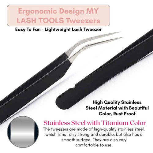 My Lash Tools New Isolation Lash Tweezers Eyelash Extensions Best for Individual Isolation & Classic Lashes Japanese Stainless Steel Lightweight Precision Lashing Twisers (Matte-Black)
