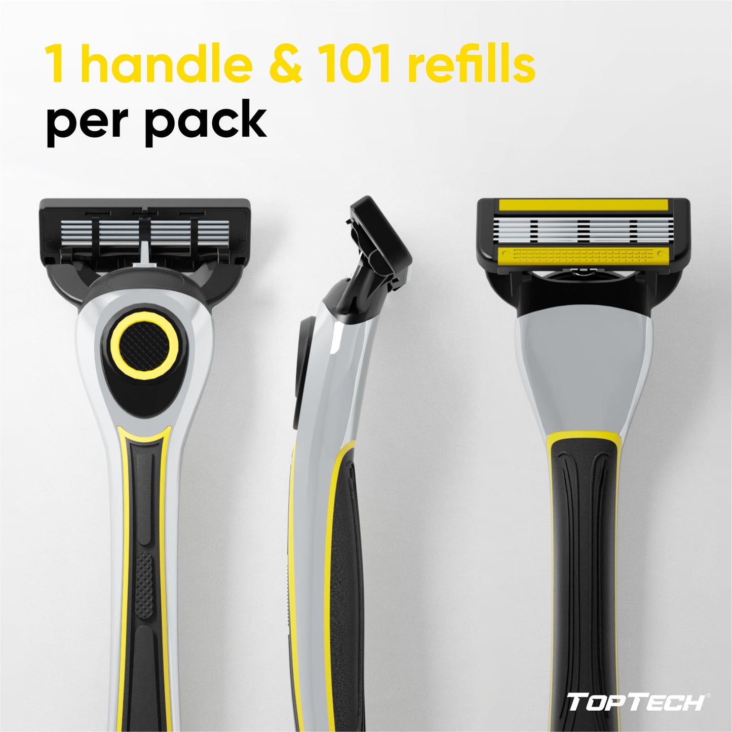 TopTech ULTRA 5 Razors for Men - Shaving Razor & Refills - (Handle + 101 Replaceable Cartridges) - 5 Blades Technology - Fits Gillette Fusion - Soft Shave Super Sharp - Best Refill Price - Wholesale