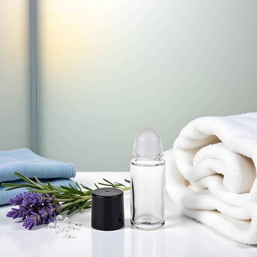 Juroicessry 2Pcs Black 30ML Clear Empty Glass Essential Oil Roller Bottles Vials Containers Refillable Roll-on Bottle,Refillable Cosmetic Containers Refillable,Roller Bottles,Tools and Accessories