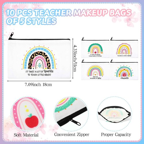 Funnymoom 30 Pieces Teacher Gifts Bulk,Graduation Back to School Day Appreciation Week Gift 16oz Plastic Coffee Tumbler with Lids Teacher Makeup Bags Crew Socks for Women Coworker