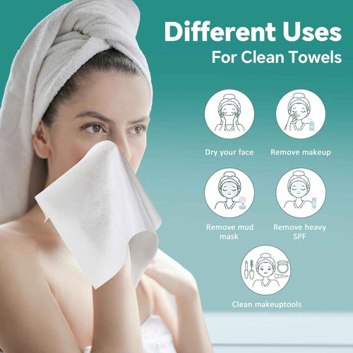 Disposable Face Towels - 100% Cotton Facial Tissues for Dry and Wet Use, Biodegradable Wipes for Makeup Removal and Skin Cleansing, Suitable for Adults and Babies (100 Count, Pack of 6)