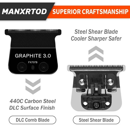 GRAPHITE 3.0 Replacement Blade for All BaByliss PRO FX787 & FX726 Trimmers, Ultra Precise FX707B Replacement Blades Compatible with BaByliss Trimmer Blades, Black