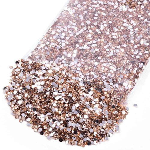 Blinginbox 50000pcs Flatback Rhinestones,Resin Non Hotfix Rhinestones Large Quantity Wholesale for Crafts DIY Creative Design,Clothes,Makeup,Nail Art (3mm=0.12", Champagne)