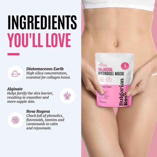 Divine Derriere Vajacial Hydrogel Mask - Premium Modeling Rubber Mask with Bulgarian Rose Petals, Deeply Purifying, & Super Hydrating Hydro jelly Sheet Masks, Peel-Off Jelly Mask Powder Kit