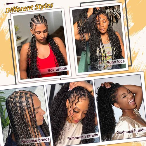Curly Human Braiding Hair for Boho Braids Bohemian Deep Wave Bulk 100% Human Hair for Micro Braiding Hair Wet Wavy Boho Knotless Braids Hair No Weft 2 Bundles 20 Inch
