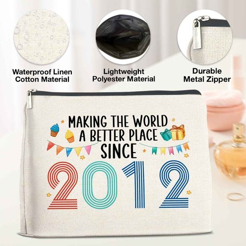 YeleY 13rd Birthday Gifts for Her, 13 Year Old Gifts Makeup Bag, 2012 13rd Birthday Gift Ideas for Daughter, Niece, Sister, Friend, Cosmetic Bag for Valentine's day, Christmas