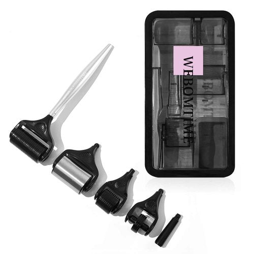 WEBOMTIME Derma Roller 5 in 1 Titanium Microneedle Steel Handle Face Ice Roller for Face Neck Scalp and Hair Growth – Micro Needling for Eye for Puffy Eyes and Serum Absorption