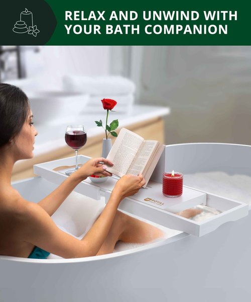 ROYAL CRAFT WOOD Premium Bathtub Tray - Expandable Bath Tray for Tub - Luxury Bathtub & Bathroom Accessories