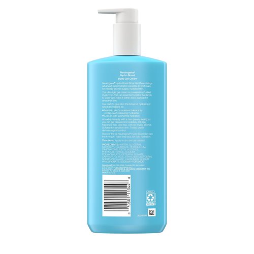 Neutrogena Hydro Boost Body Moisturizing Gel Cream with Hyaluronic Acid, Non-Greasy & Fast Absorbing, Lightweight Hydrating Body Lotion for Normal to Dry Skin, Fragrance-Free, 16 oz (Pack of 2)