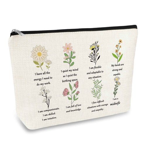 Midwife Gift Makeup Bag for Women Certified Midwife Gift OBGYN Gift Doula Nurse Thank You Gift Cosmetic Bag Appreciation Gift for Midwife Doula Labor Delivery Nurse Christmas Birthday Nurse Week Gift