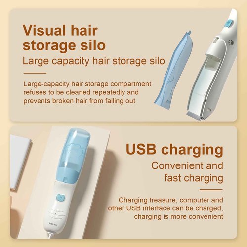 Rabbitcozy Vacuum Baby Hair Clippers,Silent Clippers for Kids,Cordless Baby Hair Trimmer,Waterproof Baby Hair Cutting Kit for Fine/Curly Hair,Infant Toddler Hair Clippers Auto Suck Snipped Hair