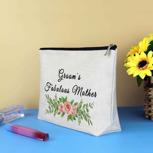 Mother of the Groom Gift Makeup Bag Bridal Shower Gifts Cosmetic Bag Wedding Engagement Gifts for Mom Mother of the Groom Appreciation Gift from Bride Makeup Pouch Travel Toiletry Bags