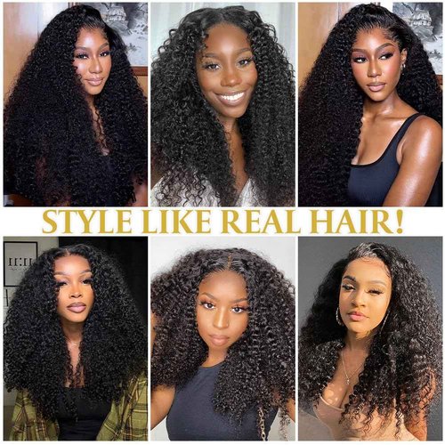 13x4 Lace Frontal Closure Kinky Curly Ear to Ear HD Lace Frontal Pre Plucked with Baby Hair 16 Inch Free Part Brazilian Human Hair Extensions 150% Density Natural Black