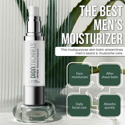 Dion Michaels 2-in-1 Aftershave Balm and Face Moisturizer for Men - Soothing Post Shave Cream & Moisturizer with Aloe, Argan Oil, Oats, Shea Butter - After Shave Balm for Men - Mens Aftershave, 1oz