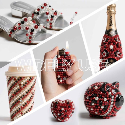 NACHLYNN 10000 Pcs Red White Black Rhinestones and Pearls 3-8mm Half Pearl Bead Resin Rhinestones Kits Comes with Jewelry Pen and Tweezers Suitable for Nail Art Clothing Handmade DIY Decoration