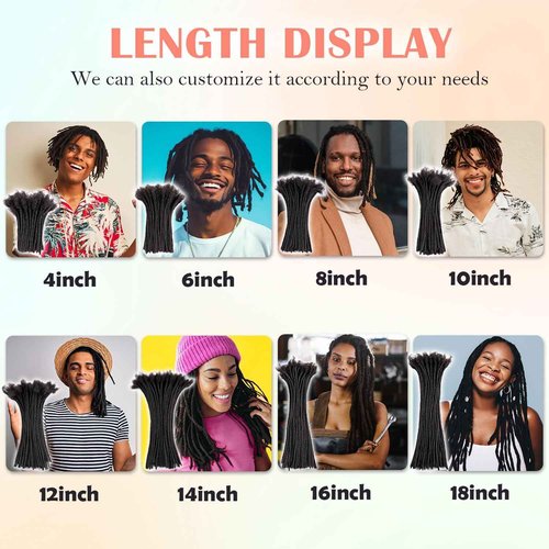 Teresa 0.4cm & 0.8cm Width 100% Human Hair Dreadlock Extensions for Men/Women/Kids, Full Hand-made Locs Extensions Human Hair (8 Inch/20 Strands,Natural Black)