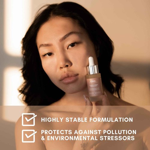 Blue Sage Vitamin C + Rosehip Glow up Daily Facial Serum | Natural Anti-Aging Skin Care Face Serum - Hyaluronic Acid, Witch Hazel and Glycolic Acid to smooth, Tighten and Brighten skin