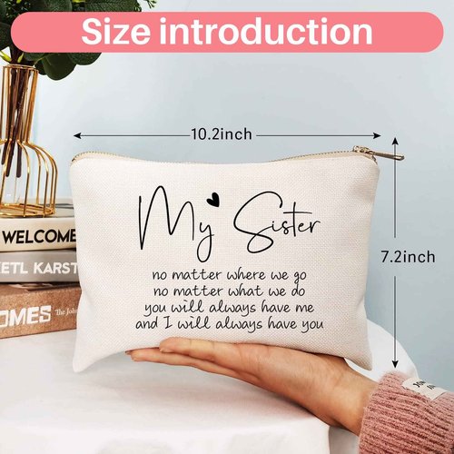 My Sister Makeup Bag Best Friend Gift No Matter Where We Go Graduation Gifts for Her Send Love Moving Away Gift Long Distance Friendship Gift Cosmetic Bag