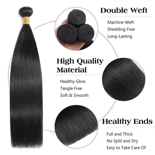 12A Straight Bundles Human Hair 20 Inch Brazilian Virgin Hair Single Human Hair Bundles Soft Glossy Sew In Hair Extensions For Black Woman