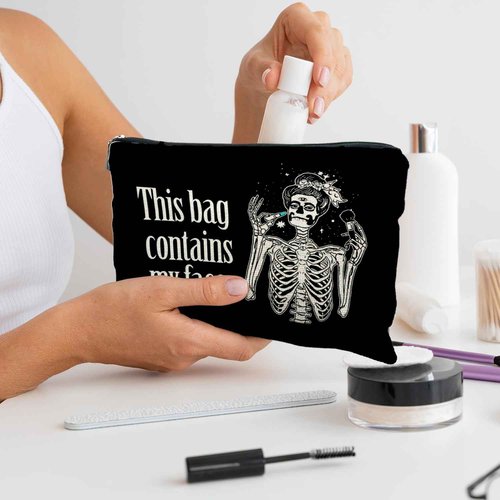 Likjad Goth makeup bag, Halloween Gothic Witchy Spooky Gifts for Women, Witch Makeup Bag Cosmetic Pouch