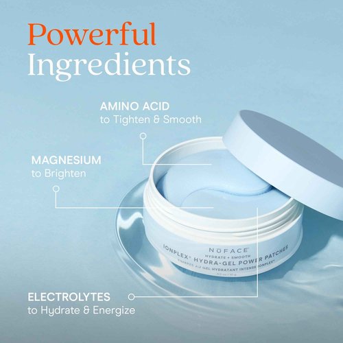 NuFACE IonPlex Hydra-Gel Power Under Eye Patches - Gel Under Eye Mask for Puffy Eyes & Dark Circles - Cooling Wrinkle Patches & Hydrating Treatment Pads to Energize, Brighten & Tighten (60 Count)