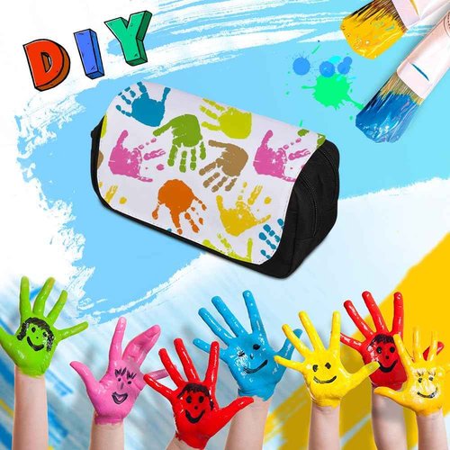 Chashaobo 4 PCS Sublimation Printable Blank Pencil Case Pen Bag Customizable Cosmetic Bag with Zipper DIY Custom Blank Makeup Bags Bulk Travel Toiletry Bag for Storage (Black)