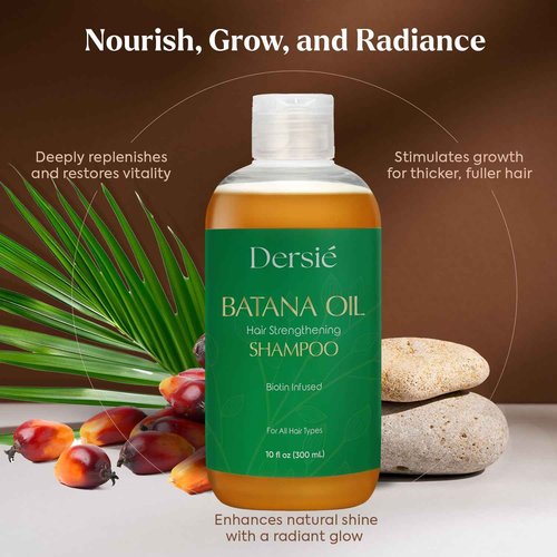 Dersie Batana Oil Hair Growth Bundle: 100% Pure Batana Oil & Shampoo - Dr. Sebi Approved Hair Growth Set for Thicker, Stronger Hair - Sulfate-Free & Paraben-Free