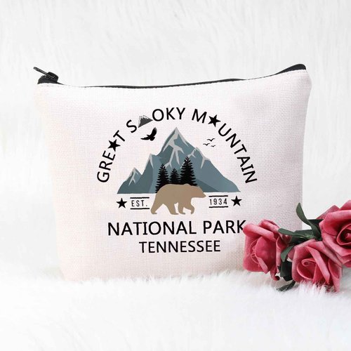 POFULL Retro National Park Gift National Park Cosmetic Bag Black Bear Hiking Gift (GREAT SMOKY bag)