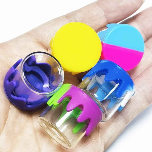KUVIS 6ml Silicone Glass Wax Containers Airtight with Silicone Lid Concentrate Jar Multi Use (100)