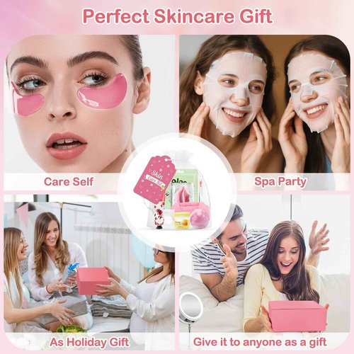 Ponhey 132 PCS Spa Party Supplies for Girls, Spa Party Favors Include Face Masks Skincare, Hand Cream, Lip Balm, Under Eye Patches, Lip Mask and Foot Bath Bombs, Spa Birthday Sleepover Party Supplies