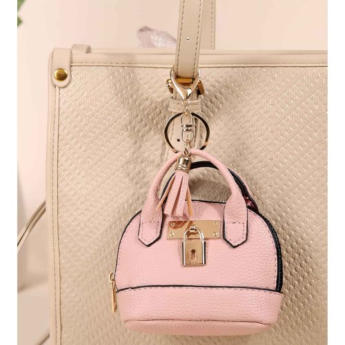 YJUBAOA 2 PCS Cute Mini Tote Bag Keychain for Women PU Leather Mini Backpack Purse Keychain Little Cosmetic Bag Key Lipstick Card Data Cable Organizer
