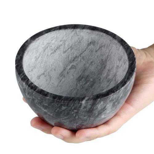 MDLUU Marble Shaving Soap Bowl, 4.7" Shaving Soap and Cream Bowl, Natural Marble Stone Bowl, Keep Lather Warm for Man's Wet Shave (Black)