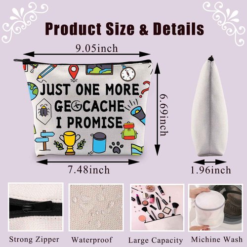 BDPWSS Funny Geocaching Gift For Geocacher Gift Just one more geocache I promise Makeup Bag Outdoor Lover Travel Pouch (more geocache)