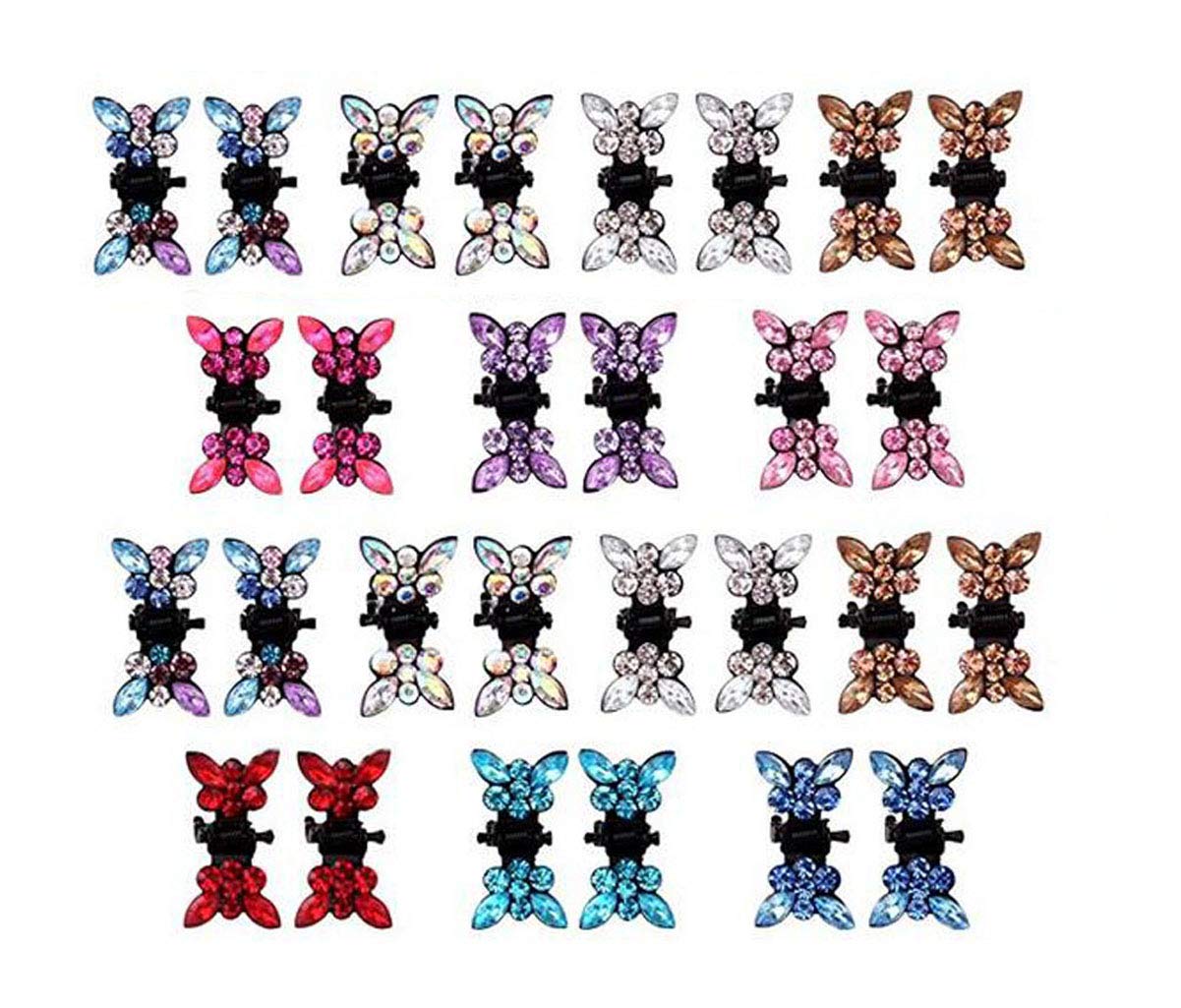 30PCS Multicolored Mini Claw Hair Clips Crystal Rhinestone Barrette Hair Claw Clip Hair Bangs Pin Hair Accessories