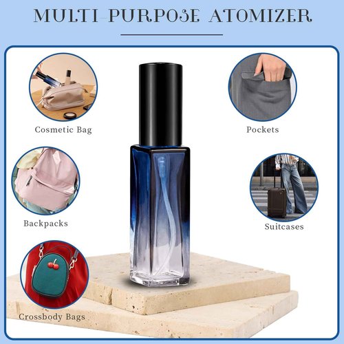 Gsteng Portable Perfume Travel Refillable Bottles, 4 Pack, 15ML (Blue)