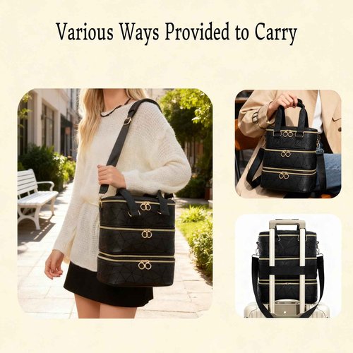 Wifeassistant 3 Layers Nail Polish Organizer Bag - Holds 60 Bottles,Portable Travel Case with Shoulder Strap,Nail Tech Kit Storage,Versatile Cosmetics Case,Detachable,Waterproof,Gifts for Women