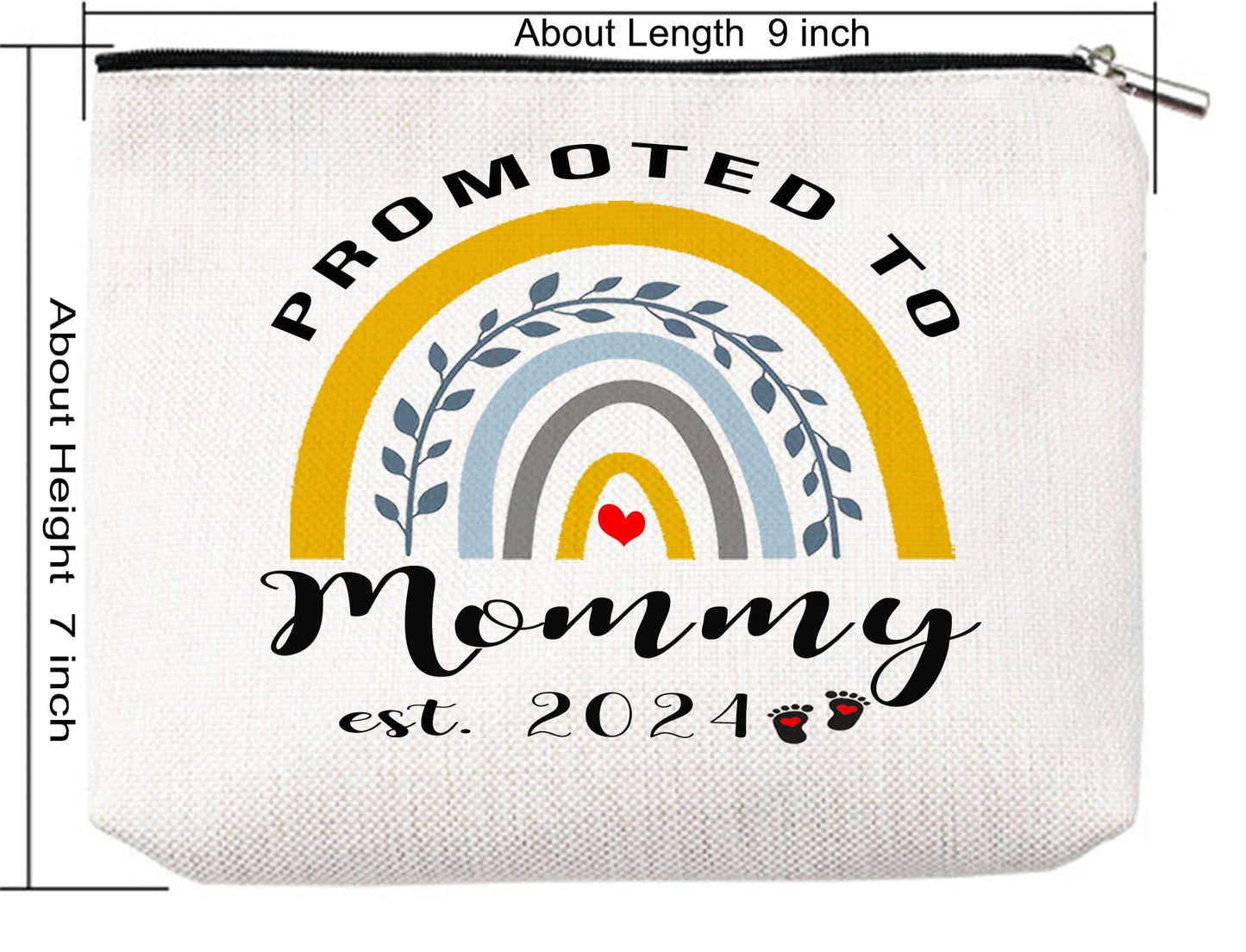 Qsavet New Mom Gifts For Women, Promoted to Mom 2024 Cosmetic Bag, First Time Mom Gifts, Mom To Be Gifts, Gift To Future Mom, Pregnancy Gifts For Mother, Travel Pouch Makeup Bag Gift For New Mom 2024