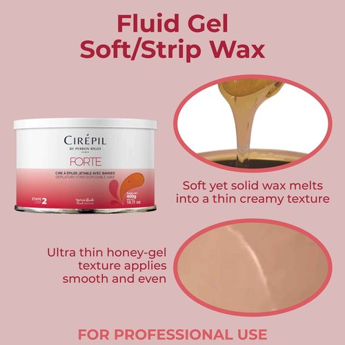 Cirepil - Forte - 400g / 14.11 oz Wax Tin - Unscented - Honey Texture - Perfect for Large Areas - Best for Short, Coarse & Stubborn Hair - Strips Needed