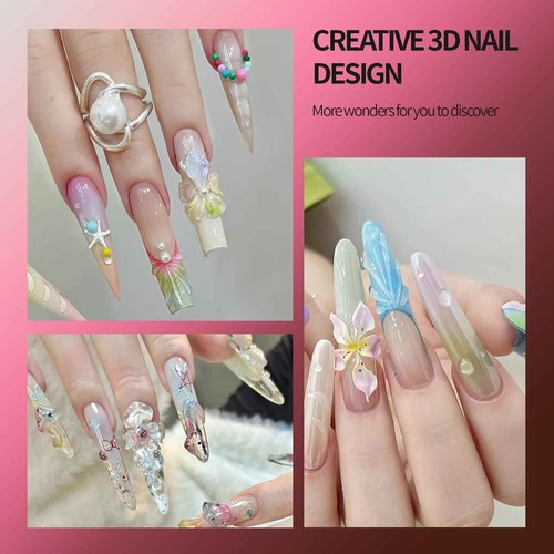 Finger Secret Non-Sticky Builder Gel Kit - 20g Solid Extension Gel for Nails with Forms, Base Coat, File, Silicone Brush & Molds - DIY Professional Nail Extension Kit (6 Color Set E)