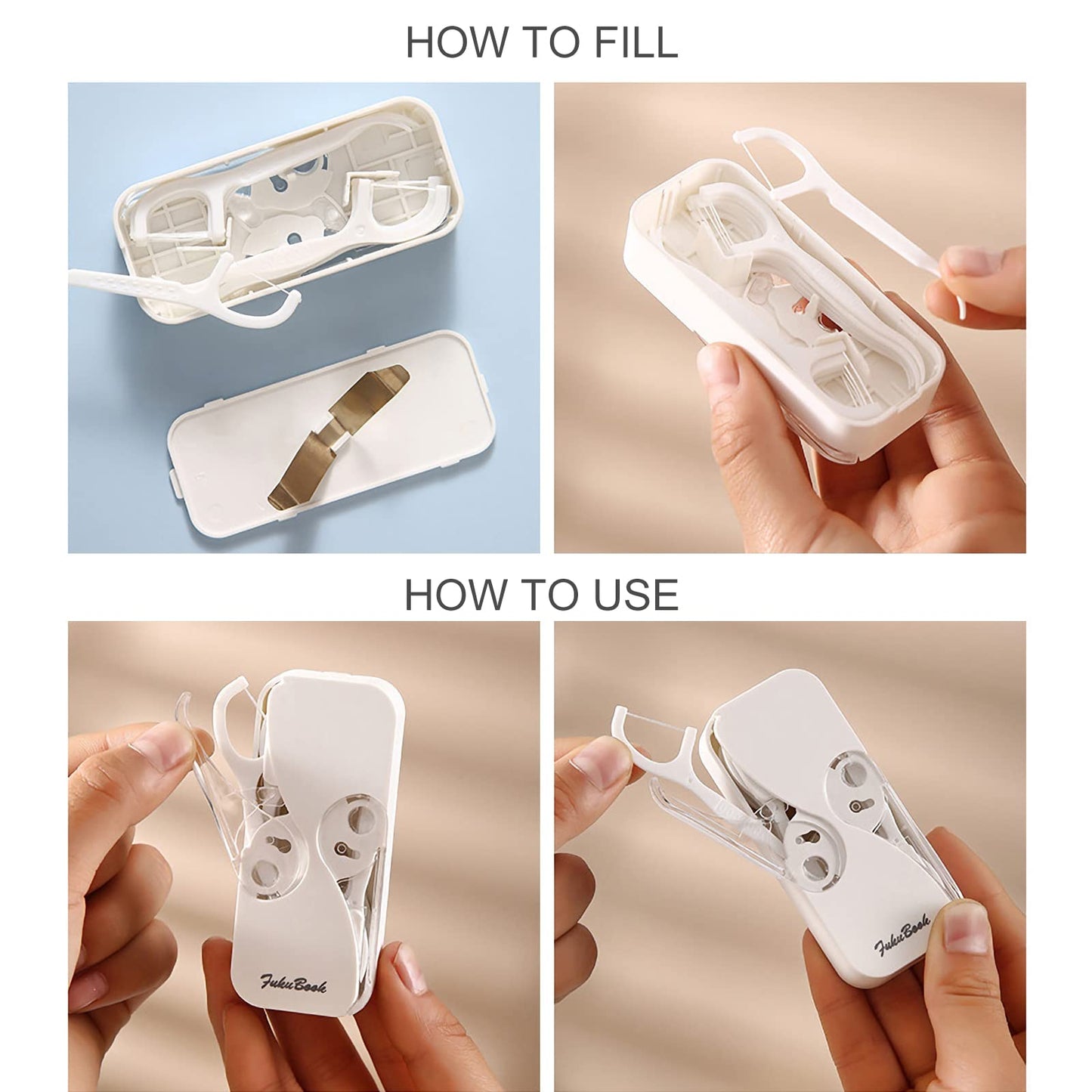 Portable Floss Dispenser - Mini Bilateral Pop-Up Floss Storage Box Waterproof Automatic Pop-Up Floss Storage Box Floss Stick Container, Can Repeatedly Store