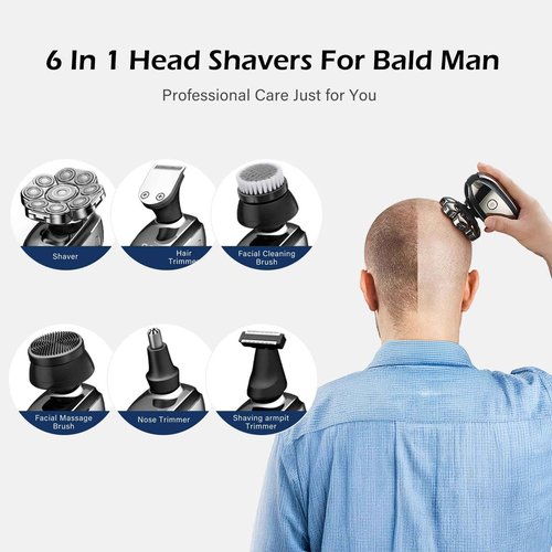 Head Shavers for Bald Men,Detachable Head Shaver,Electric Razor for Men,IPX6 Waterproof Wet Dry Bald Head Shavers,9D LED Display Electric Rechargeable Head Shaving Grooming Kit with USB Charge