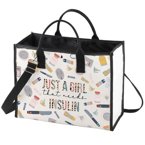WZMPA Diabetes Insulin Makeup Bag Diabetes Awareness Gifts Just A Gil That Needs Insulin Zipper Bag Diabetic Supply Kit (Just a girl insulin BG)