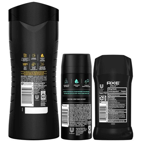AXE Apollo Body Care Gift Set – Men’s Body Wash, Body Spray & Deodorant Set, Sage and Cedarwood (3 Piece Set)
